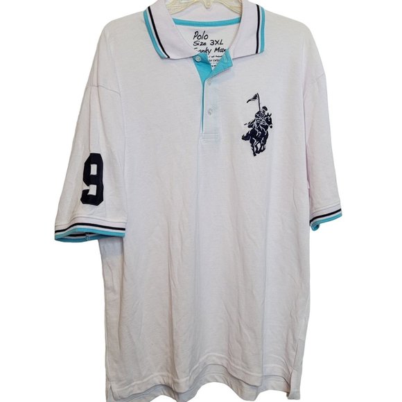 Franky Max Polo Size 3XL Big Pony White Teal Number 9 - Picture 1 of 7